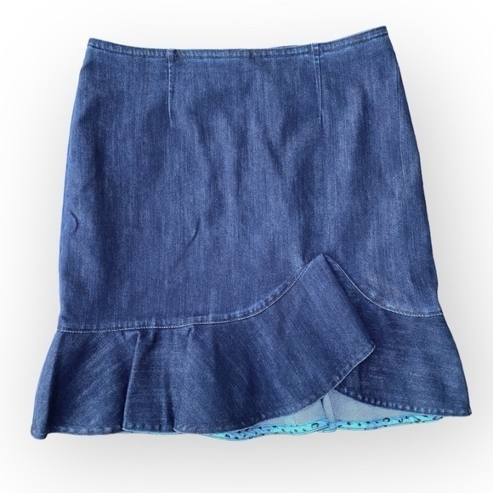 Anthropologie Leifsdottir Ruffle Hem Denim Skirt Size 14